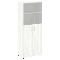 Шкаф высокий широкий (2 средних фасада ЛДСП + 2 низких фасада стекло) Yalta LT.ST-1.7 снежная патина